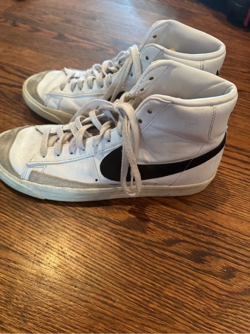 Nike Blazer White High-Top Sneakers with Black Swoosh Woman 11